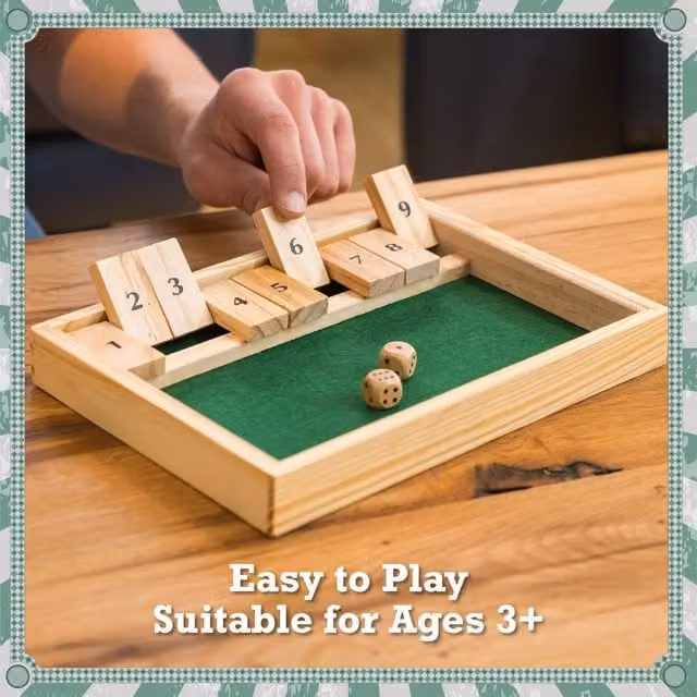 Toyrific Shut The Box Classic Wooden Dice Game in Brown
