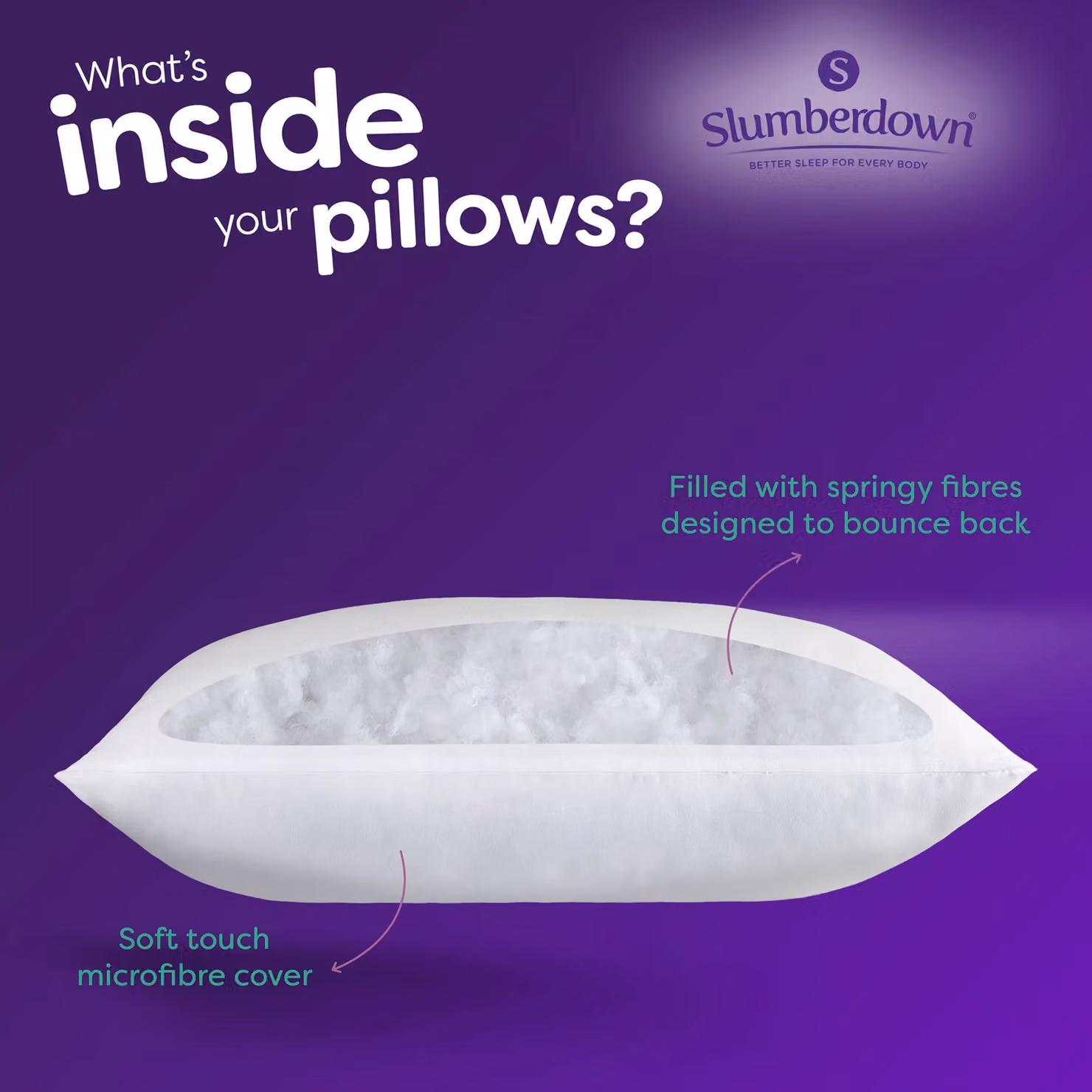 Slumberdown Cosy Nights Firm Support Pillows 4 Pack, White, W: 74 cm, H: 48 cm – 6