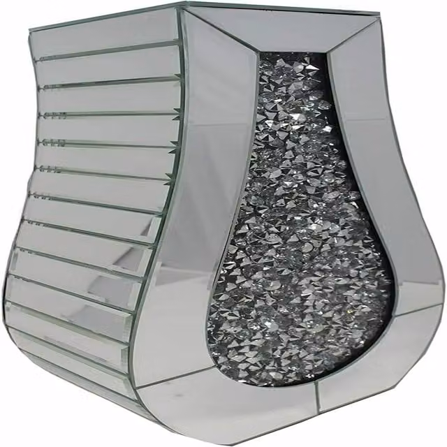 DEENZ Silver Crushed Mirrored Floating Shape Glass Vase
