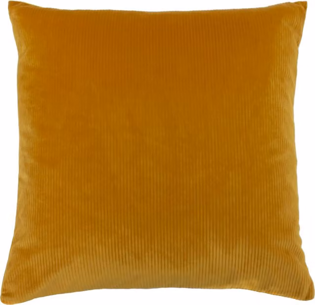 Aurora Cushion in Ochre Yellow and Black Velvet with Feather and Polyester Filling, W/D/H: 45 x 45 x 45 cm