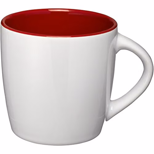 Bullet Aztec Geometric Ceramic Mug in White and Red, Diameter: 11.7 cm, Height: 8.8 cm