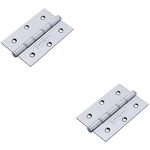 Loops 2 Pack Brass Washered Butt Hinges in Bright Stainless Steel, W/D/H: 76 x 51 x 1.5 mm