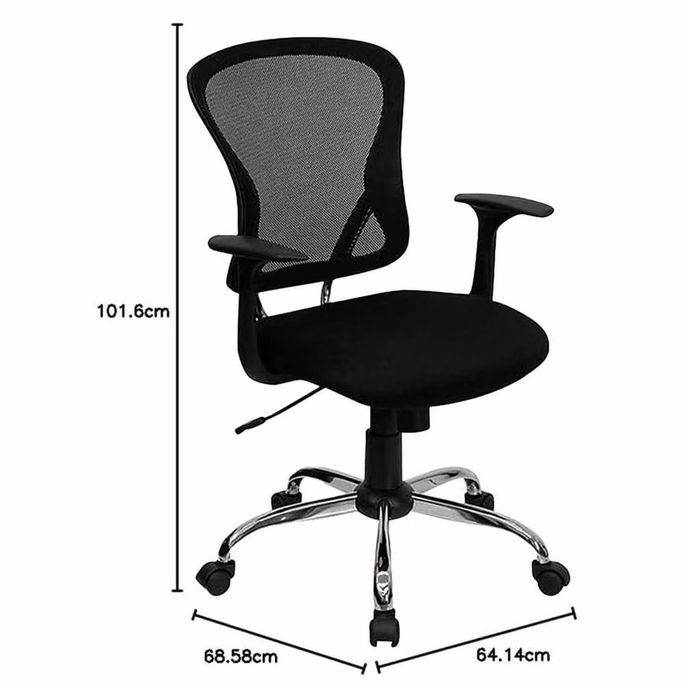 KORVIXA Black Mesh Mid-Back Office Task Chair with Lumbar Support and Armrests – 2
