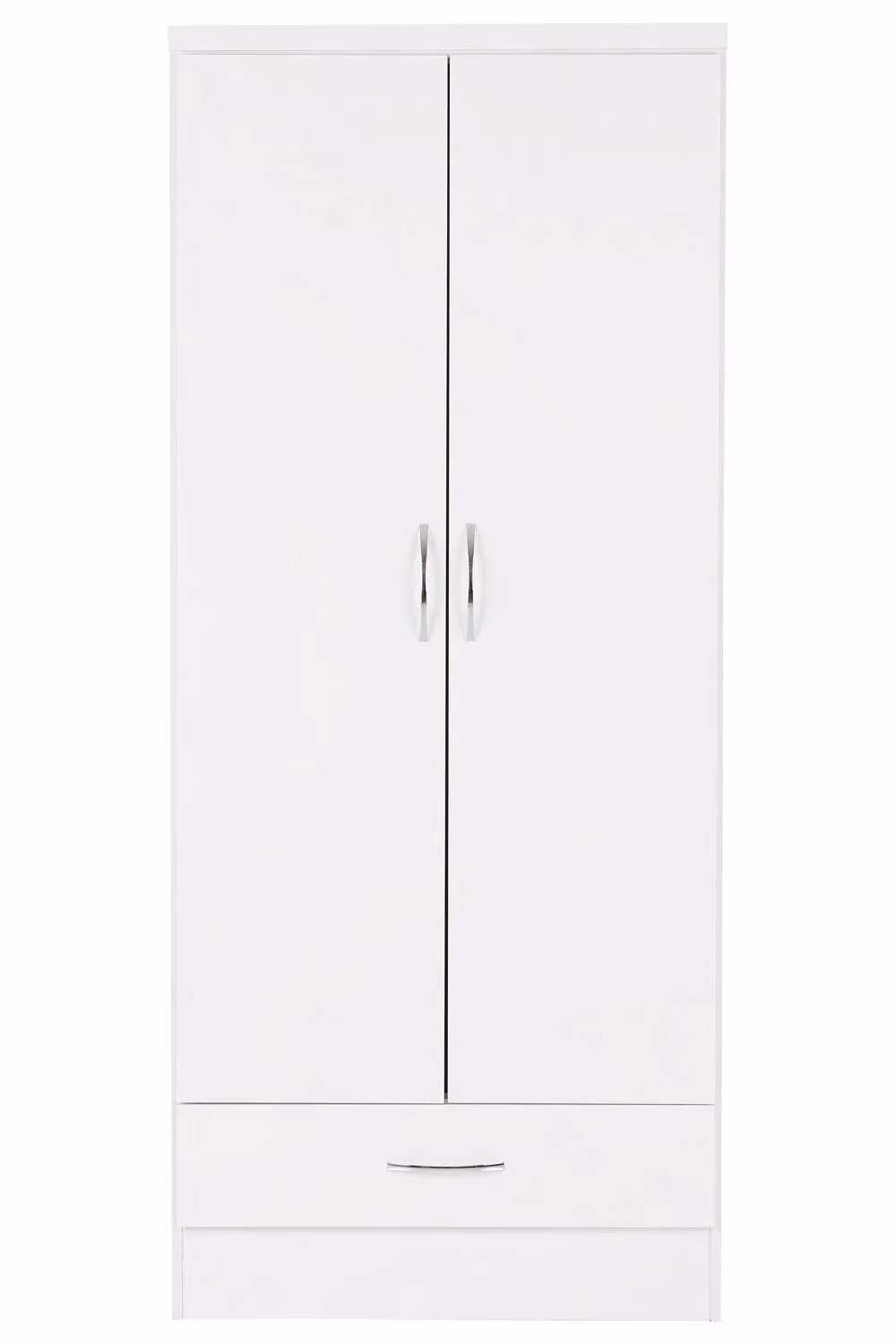 Seconique Nevada White High Gloss 2 Door 1 Drawer Double Wardrobe – 2