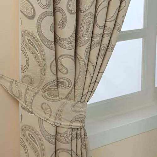Homescapes Paisley Jacquard Curtain Tie Back Pair in Beige