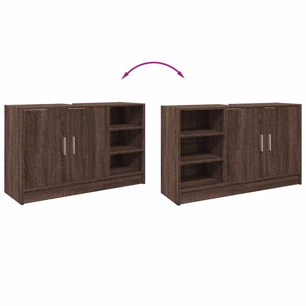 Berkfield Home Brown Oak Sink Cabinet W/D/H: 90 x 29 x 55 cm – 5