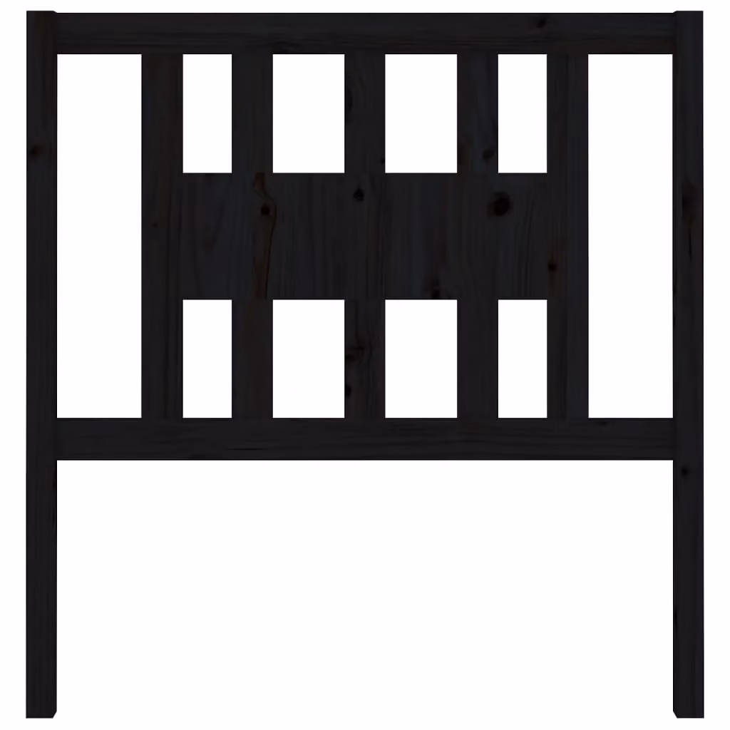Berkfield Home Black Rustic Solid Wood Pine Headboard W: 96 cm, D: 4 cm, H: 100 cm – 3