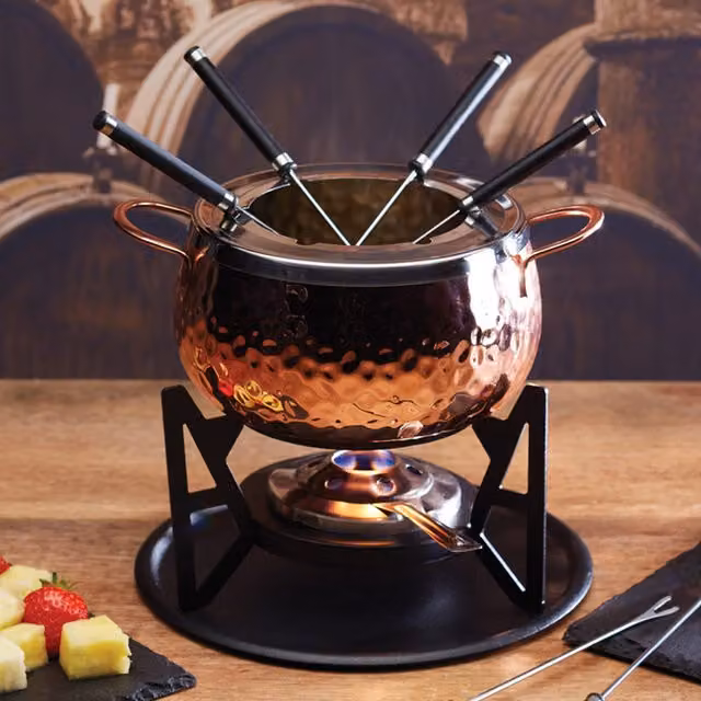 Artesa Hand Finished Copper Effect Fondue Set in Gold