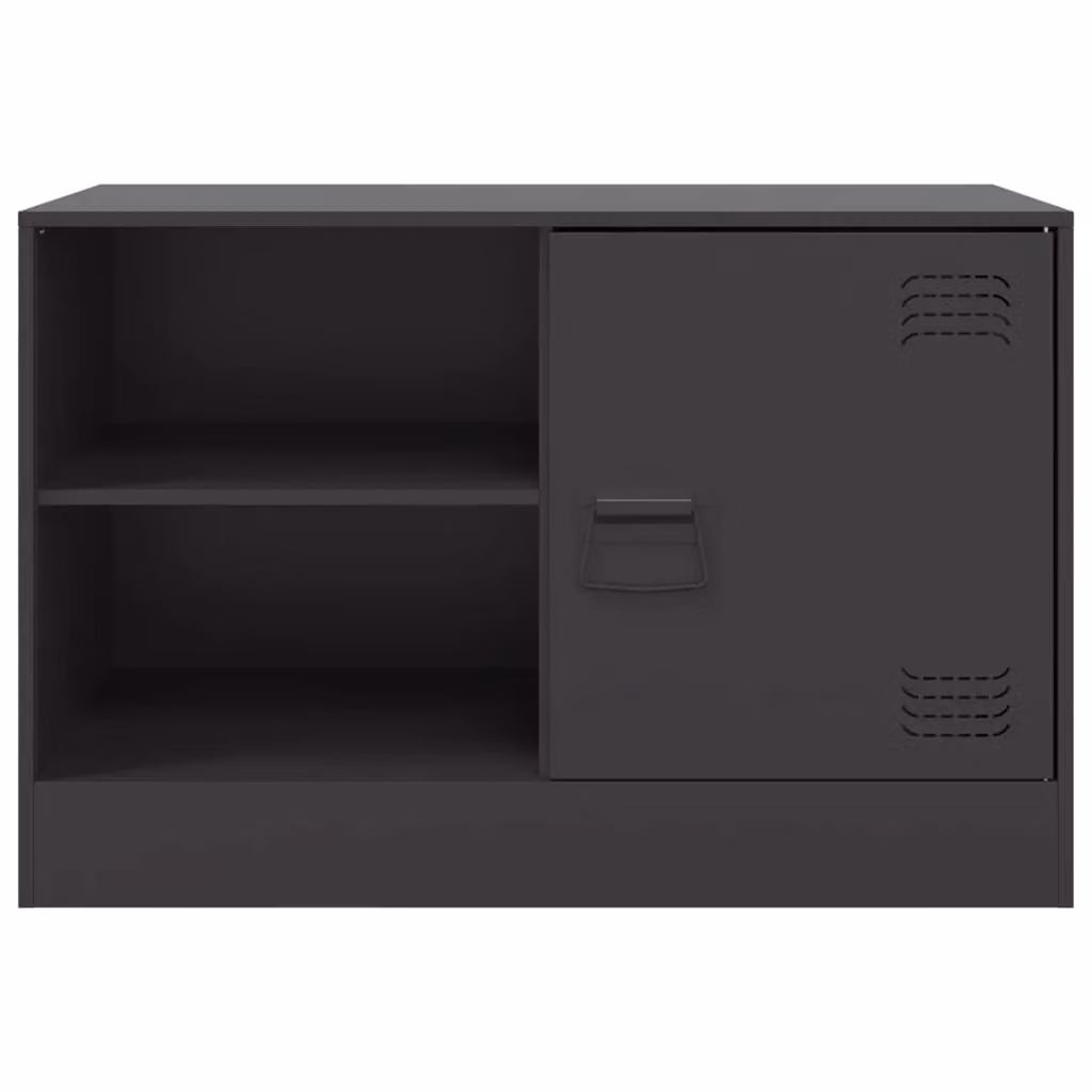 Berkfield Home Set of 2 Industrial Black Metal TV Cabinets with Hinged Doors and Internal Shelves, W/D/H: 67 x 39 x 44 cm – 4