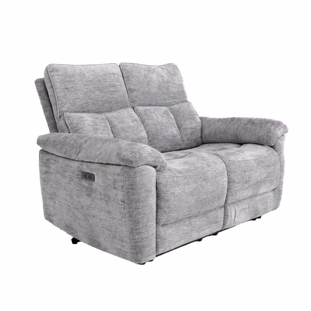 Furnishings For Less UK Kent Electric Reclining 2 Seater Fabric Sofa in Dove Grey with USB Charging – 3