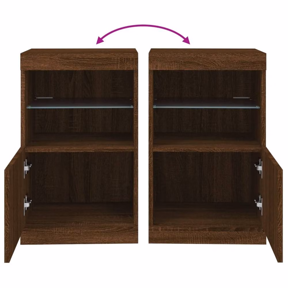 Berkfield Home Modern Sideboard with Integrated LED Lights in Brown Oak, W/D/H: 41 x 37 x 67 cm – 8