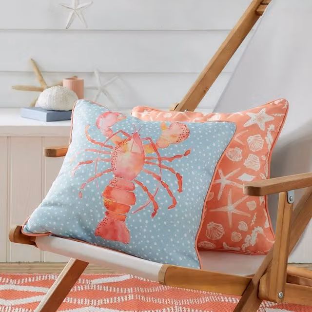 Fusion Lobster Orange Outdoor Square Filled Cushion W/D/H: 43 x 43 x 43 cm