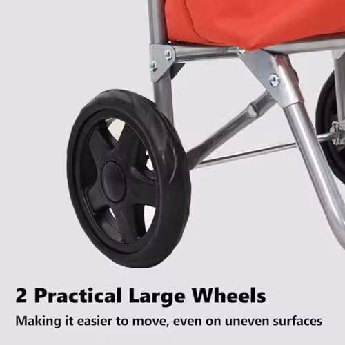 vidaXL Folding Shopping Trolley in Red with Oxford Fabric, W/D/H: 35 x 28 x 92 cm – 3