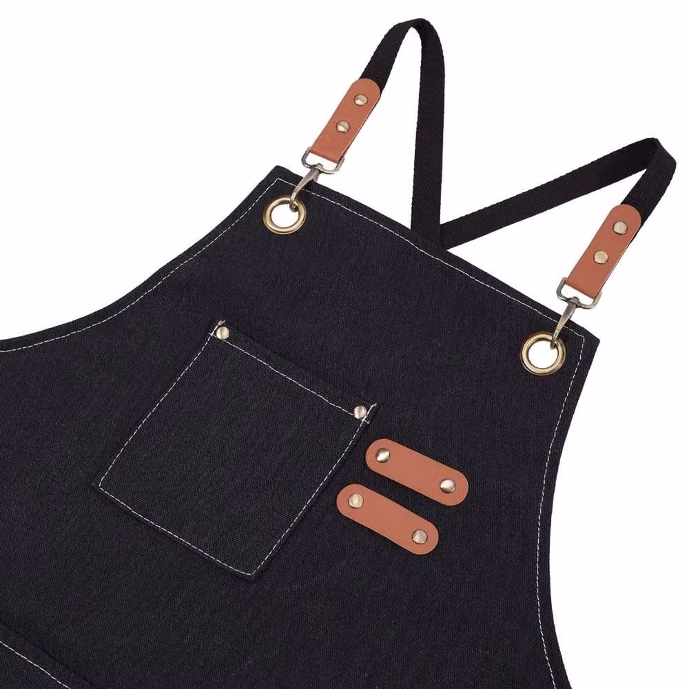 FLAVORA Unisex Black Waxed Canvas Work Apron, Waterproof and Oil Resistant, W/H: 100 x 15 cm – 3