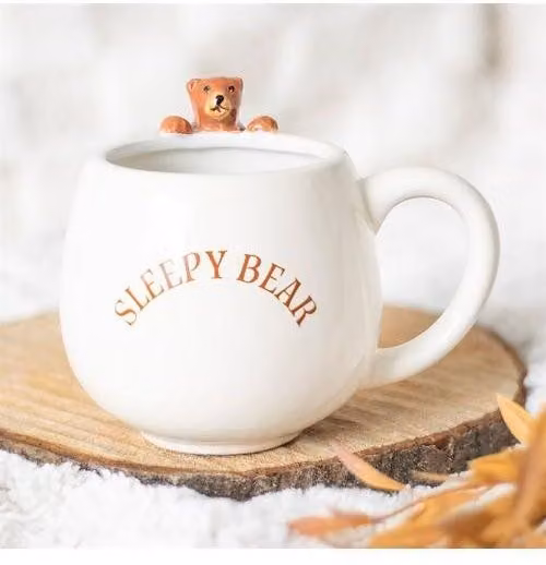 KDMD Sleepy Bear Rounded Ceramic Mug in White