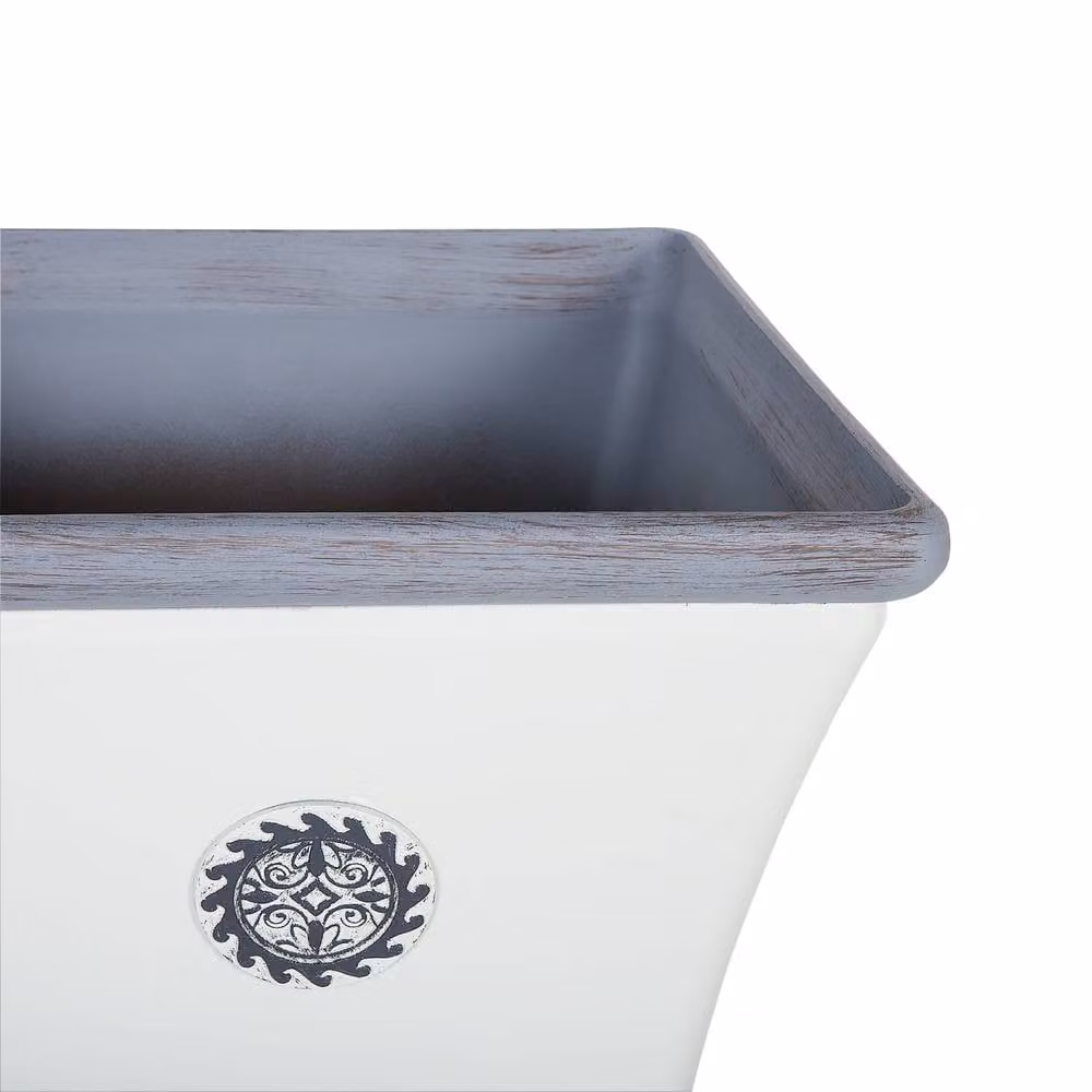 Wyld and Coco White Fibreglass Flared Square Planter W: 37 cm, D: 35 cm, H: 37 cm – 2
