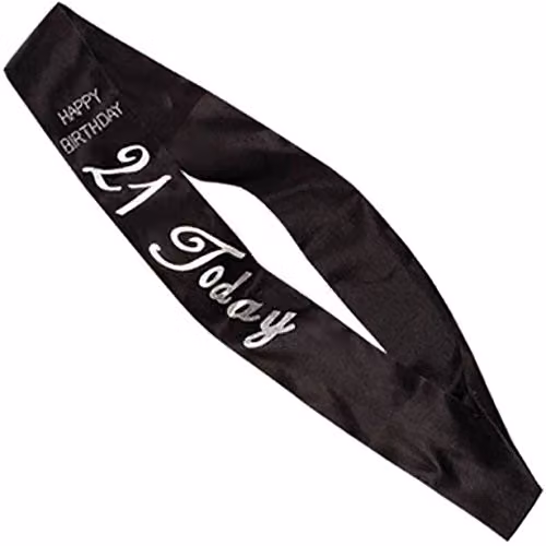 SHATCHI 21st Birthday Diamante Sash in Black and Silver for Adults – 2