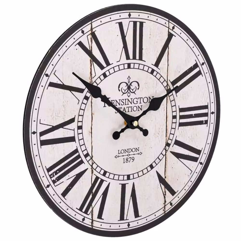 Berkfield Home Vintage Round Analog Wall Clock in White, Diameter: 30 cm – 3