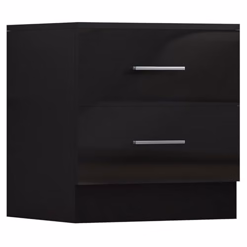 Reflect 2 Drawer Bedside Table in Black Gloss and Black Oak, H 48.5 cm x W 45 cm x D 39.5 cm – 3