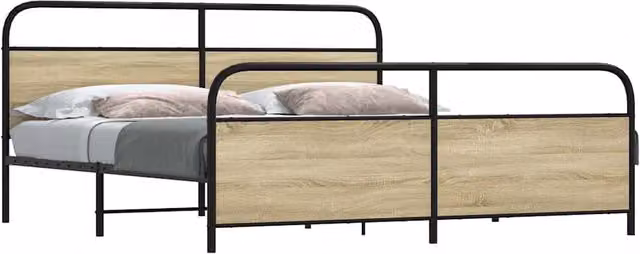 Berkfield Home Metal Bed Frame in Sonoma Oak Brown, W/D/H: 180 x 200 cm Super King – 1