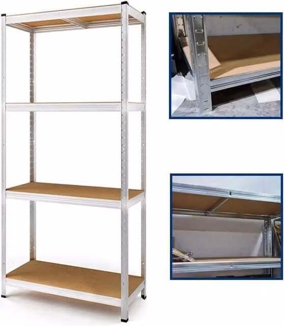 SPETLEK Heavy Duty Garage Shelving Storage Unit in Silver, W/H: 90 x 180 cm