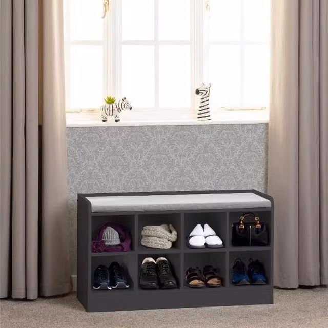 Seconique Portland Shoe Bench in Grey Fabric