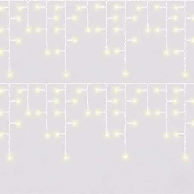 Pegdev Warm White LED Icicle Lights with White Rubber Cable, Connectable, 4m – 1