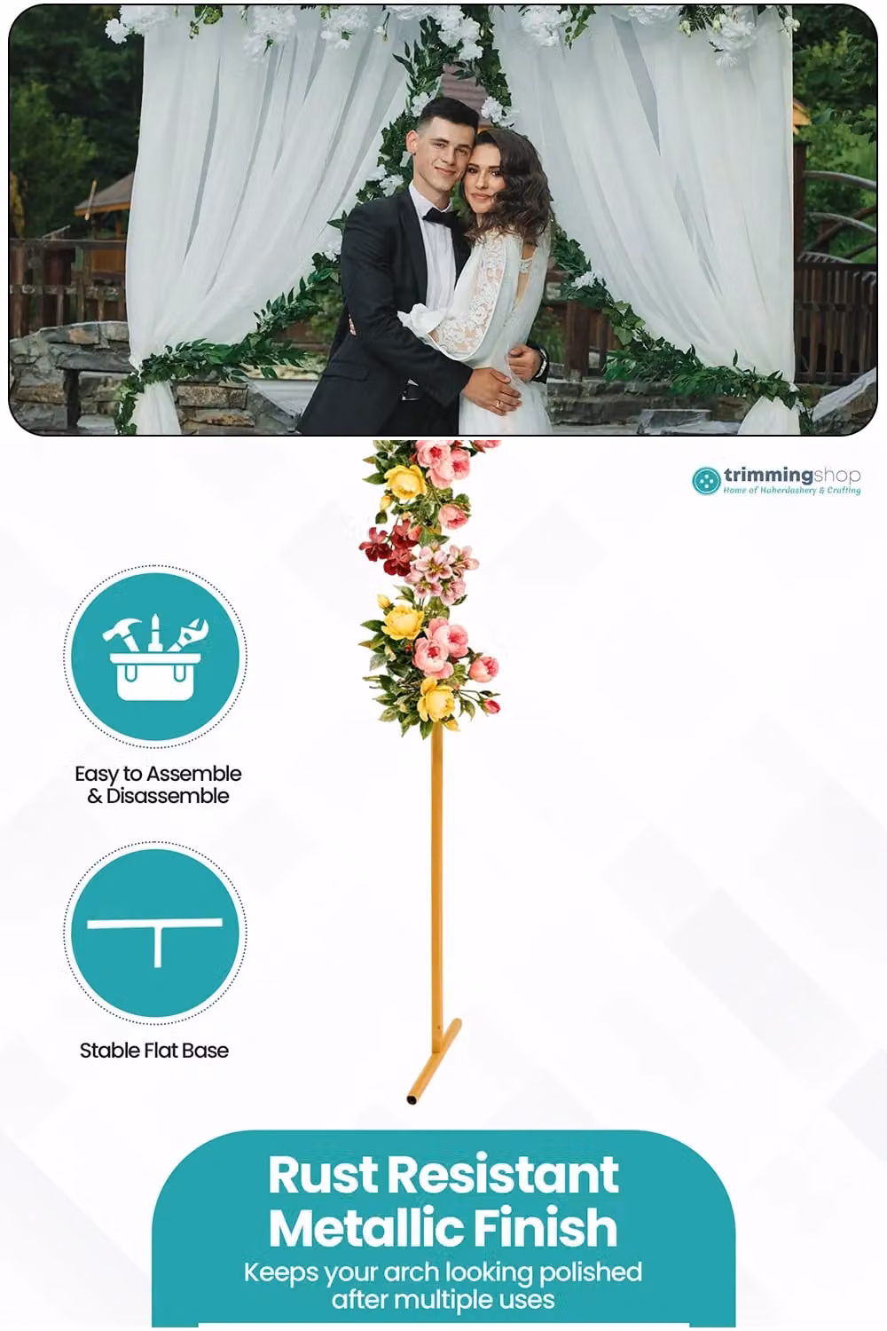 Neel Blue Gold Metal Square Arch Party Backdrop Stand, W/H: 200 x 200 cm – 2