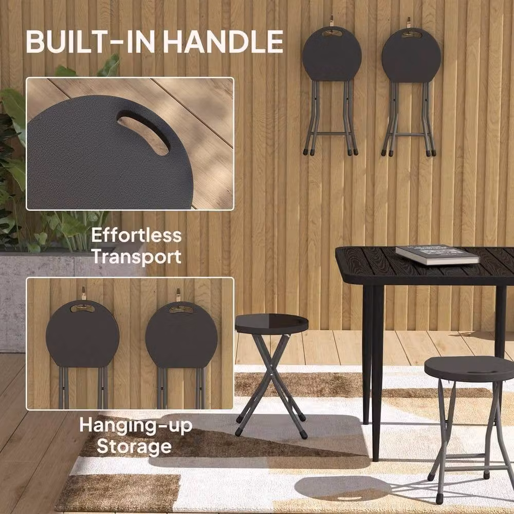 EONLION Set of 4 Folding Garden Stools in Anthracite Grey – 3