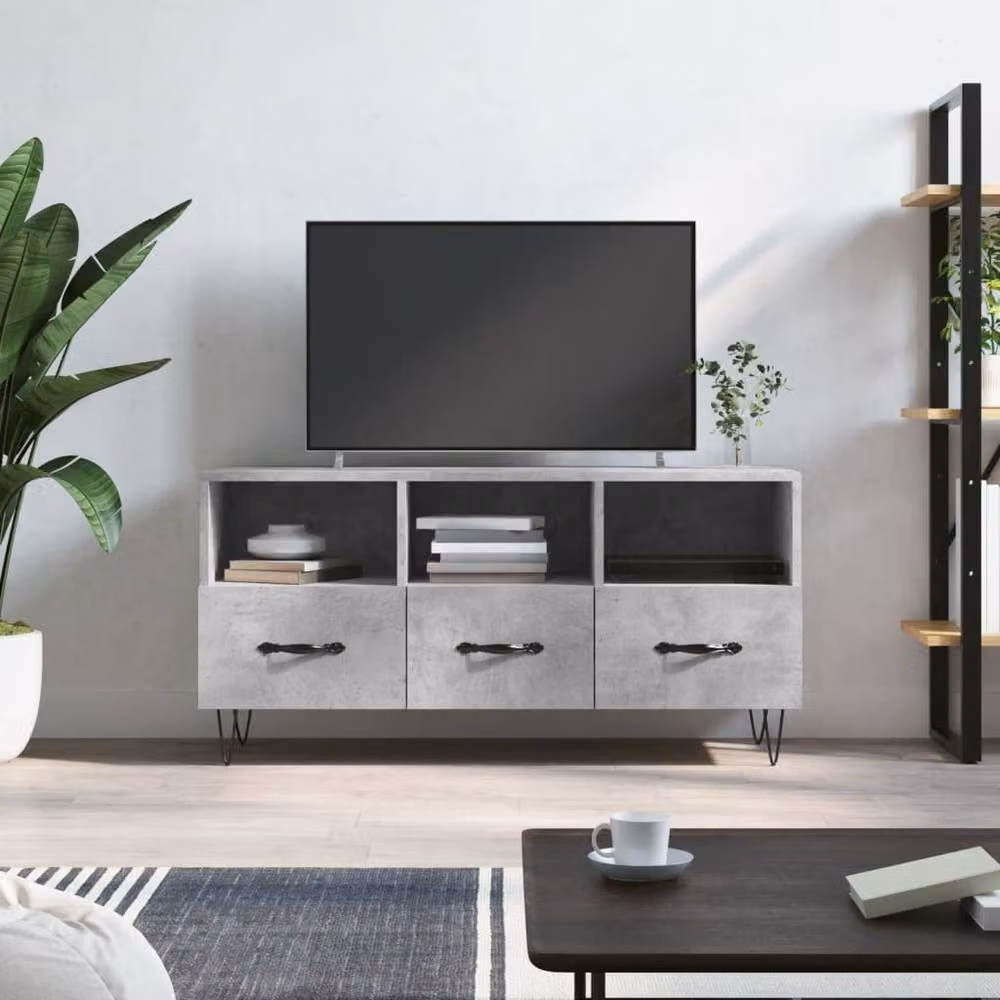 Berkfield Home Industrial TV Cabinet in Concrete Grey, W/D/H: 102 x 36 x 50 cm – 2