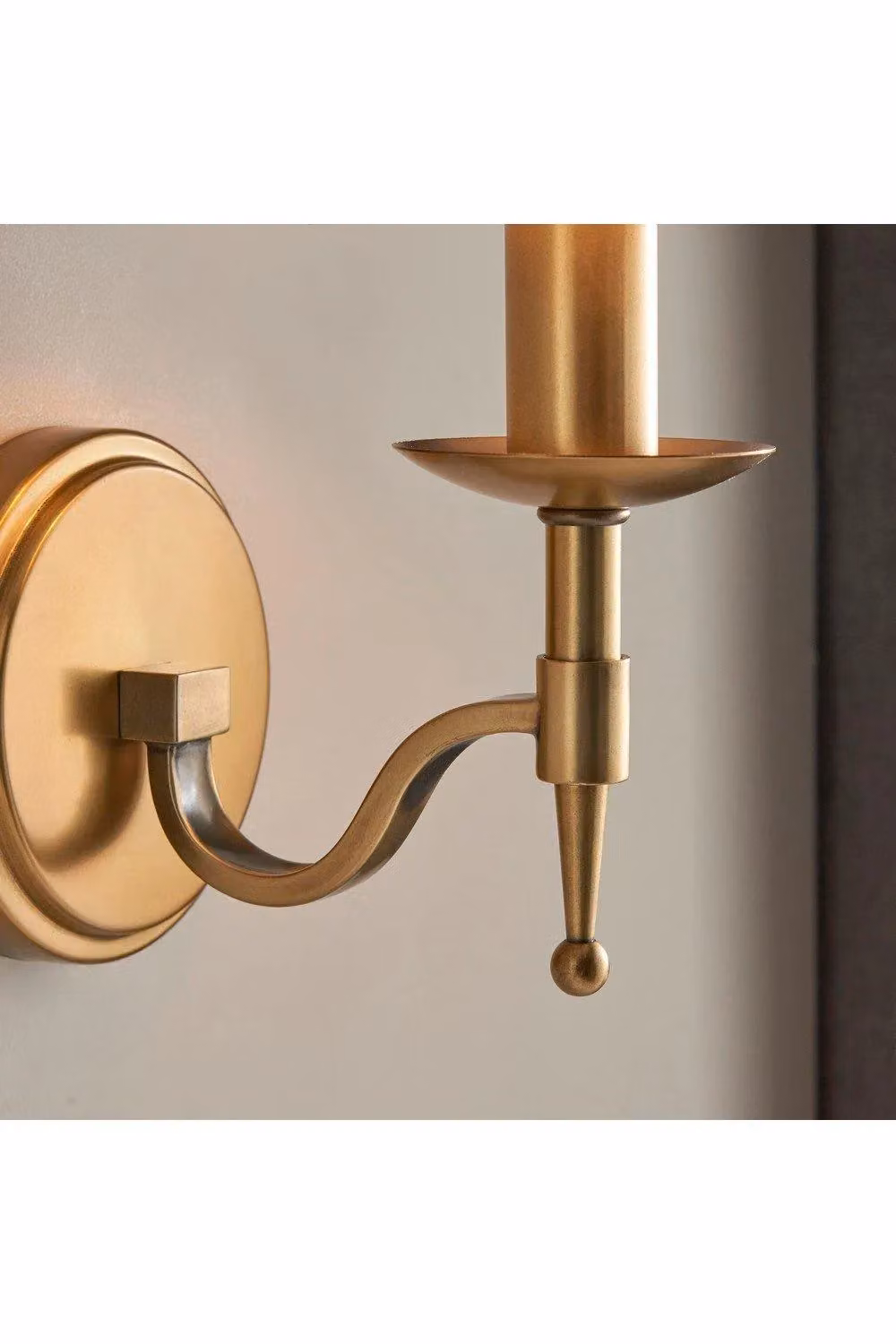 Netlighting Stanford Antique Brass Single Wall Light with Transparent Glass Cylinder and E14 Bulb in Gold – 3