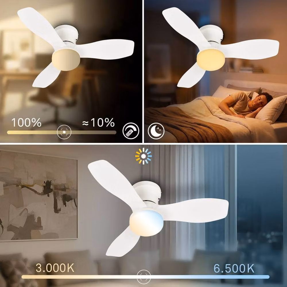Briloner White LED Ceiling Fan with Colour Changing Light and Remote Control, 600 mm – 4
