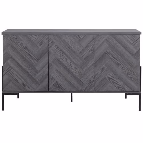 Dorel Home Leonique Modern Geometric Sideboard in Grey and Black, W/D/H: 130 x 38 x 75 cm – 4
