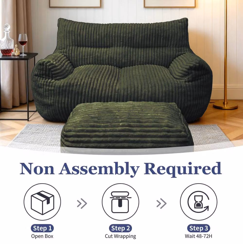 STILVORA 2-Seater Modern Corduroy Upholstered Sofa in Green – 7