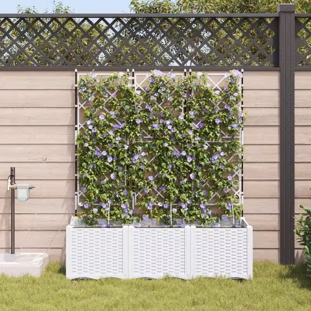 Berkfield Home Garden Planters with Water Irrigation System, 3 Piece Set, White