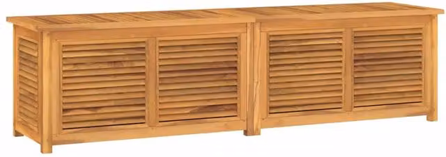 Berkfield Home Garden Storage Box with Bag in Brown Solid Teak Wood, W/D/H: 200 x 50 x 53 cm – 1
