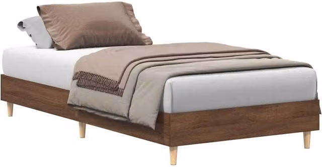 Berkfield Home Engineered Wood Bed Frame in Brown Oak, W: 100 cm, D: 200 cm – 1