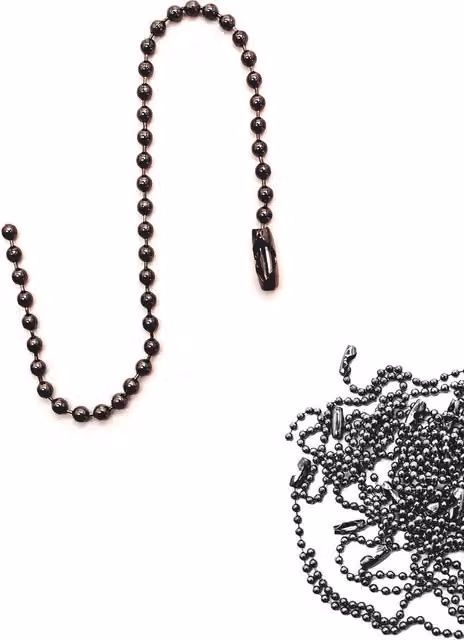 Neel Blue Dark Grey Metal Ball Bead Tag Chain, 15 cm, 100 Pieces