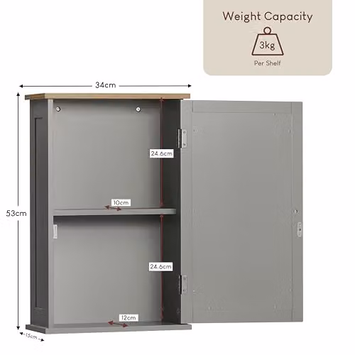 Bath Vida Priano Wall Mounted Single Mirrored Bathroom Cabinet in Grey – 2