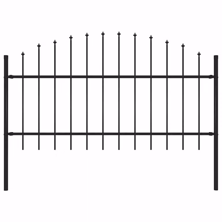 Berkfield Home Durable Steel Garden Fence with Spear Top in Black, H 180 cm x W 175 cm