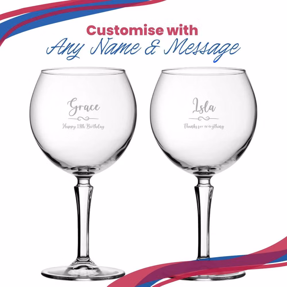 Uniqueful Personalised Hudson Gin Balloon Flourish Design Name Message Cocktail Glass in Clear – 3