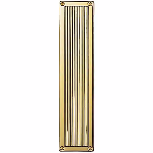 Loops Rectangular Reeded Door Finger Plate in Polished Brass, W: 30.5 cm, H: 7 cm – 1