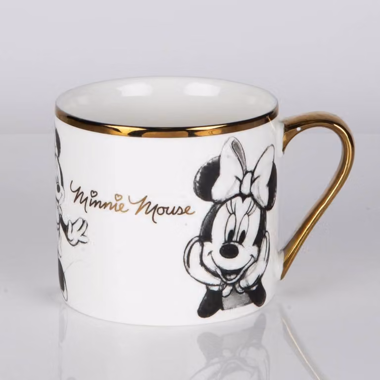 Disney Classic Collectable Minnie Mouse Mug in Beige, Black, Gold and White