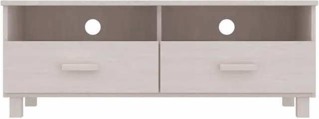 Berkfield Home HAMAR TV Cabinet in White Solid Pine Wood, W: 106 cm, D: 40 cm, H: 40 cm – 1