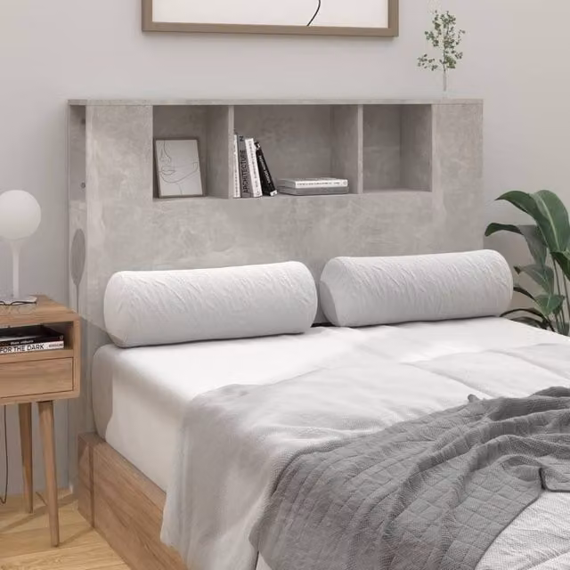 Berkfield Home Headboard Cabinet in Concrete Grey with Integrated Shelf, W/D/H: 120 x 18.5 x 104.5 cm
