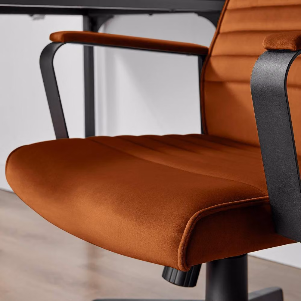 FurnitureboxUK Centro Orange Velvet Reclining Office Task Chair – 3