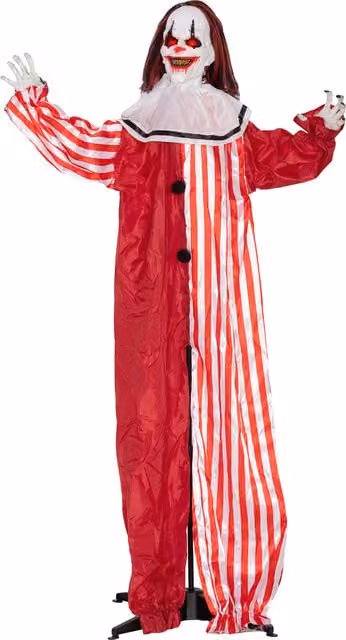 Outsunny 165 cm Life Size Animated Halloween Clown with Red Light Up Eyes and Sound Activated Moving Body – 1