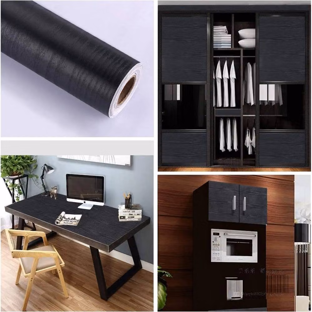 PAWNORA Black Wood Effect Self Adhesive Vinyl Wallpaper, W: 60 cm, L: 500 cm – 3