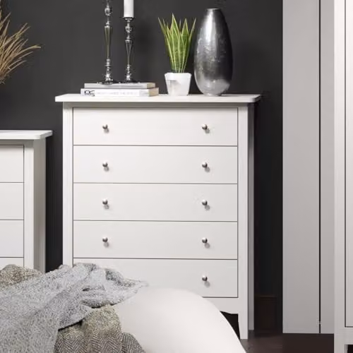 Core Products Como 5 Drawer Chest of Drawers in White – 2