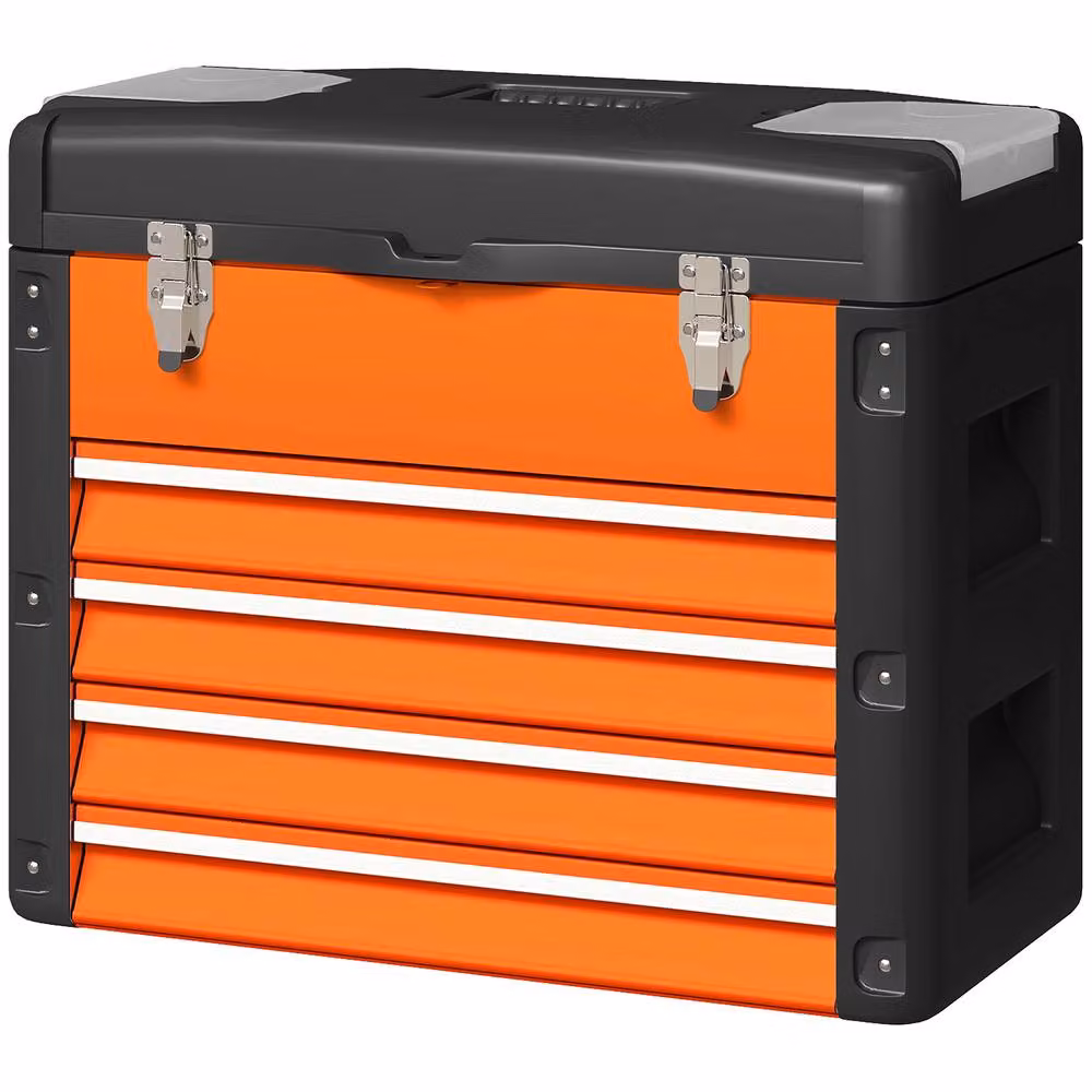 STILVORA 4 Drawer Toolbox with Removable Top Tray and Inserts, Orange – 4